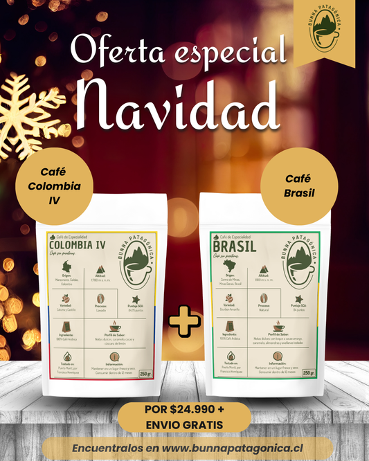 ¡Oferta Navideña! Café Brasil + Café Colombia
